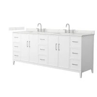 Wyndham Collection Elan 84" Free Standing Double Basin Vanity Set with Cabinet and Quartz Vanity Top