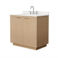 Wyndham Collection Maroni 36" Free Standing Single Basin Vanity Set with Cabinet and Quartz Vanity Top