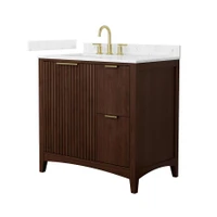 Wyndham Collection Palmilla 36" Free Standing Single Basin Vanity Set with Cabinet and Cultured Marble Vanity Top