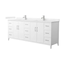 Wyndham Collection Elan 84" Free Standing Double Basin Vanity Set with Cabinet and Cultured Marble Vanity Top