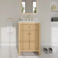Wyndham Collection Pendry 24" Free Standing Single Basin Vanity Set with Cabinet and Quartz Vanity Top