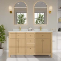 Wyndham Collection Pendry 60" Free Standing Double Basin Vanity Set with Cabinet and Quartz Vanity Top
