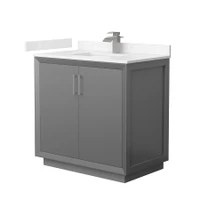 Wyndham Collection Strada 36" Free Standing Single Basin Vanity Set with Cabinet and Cultured Marble Vanity Top
