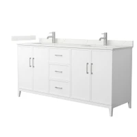 Wyndham Collection Elan 72" Free Standing Double Basin Vanity Set with Cabinet and Quartz Vanity Top
