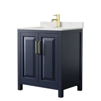 Wyndham Collection Daria 30" Free Standing Single Basin Vanity Set with Cabinet and Quartz Vanity Top