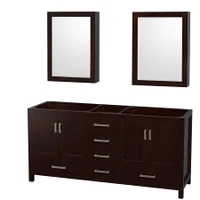 Wyndham Collection Sheffield 71" Double Free Standing Vanity Cabinet - Less Vanity Top