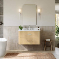 Wyndham Collection Francesca WM 36" Wall Mounted Single Basin Vanity Set with Cabinet and Quartz Vanity Top