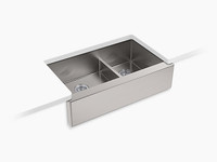 Kohler | Strive® Self-Trimming® SmartDivide® 35-1/2" x 21-1/4" x 9-5/16" under-mount large/medium double-bowl kitchen sink with tall apron Kohler | Strive® Self-Trimming® SmartDivide® 35-1/2" x 21-1/4" x 9-5/16" under-mount large/medium double-bowl kitchen sink with tall apron