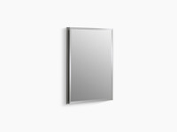 Kohler 16" W x 20" H aluminum single-door medicine cabinet with mirrored door, beveled edges Kohler 16" W x 20" H aluminum single-door medicine cabinet with mirrored door, beveled edges