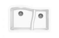 Karren Double Bowl Undermount Kitchen Sink White Finish 32"x 21" QU-630 Karren Double Bowl Undermount Kitchen Sink White Finish 32"x 21" QU-630