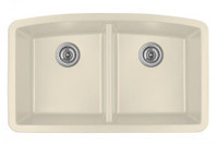 Karran Double Equal Bowl Undermount Kitchen Sink Bisque Finish 32-1/2" x 19-1/2" QU-710 Karran Double Equal Bowl Undermount Kitchen Sink Bisque Finish 32-1/2" x 19-1/2" QU-710