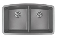 Karran Double Equal Bowl Undermount Kitchen Sink Grey Finish 32-1/2" x 19-1/2" QU-710 Karran Double Equal Bowl Undermount Kitchen Sink Grey Finish 32-1/2" x 19-1/2" QU-710