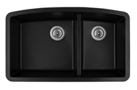 Karran Double Bowl Undermount Kitchen Sink Black Finish 32-1/2" x 19-1/2" Karran Double Bowl Undermount Kitchen Sink Black Finish 32-1/2" x 19-1/2"