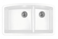 Karran Double Bowl Undermount Kitchen Sink White Finish 32-1/2" x 19-1/2" Karran Double Bowl Undermount Kitchen Sink White Finish 32-1/2" x 19-1/2"