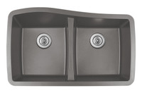 Karran Double Equal Bowl Undermount Kitchen Sink Concrete Finish 33-1/2" x 20-1/2" Karran Double Equal Bowl Undermount Kitchen Sink Concrete Finish 33-1/2" x 20-1/2"