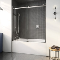 Fleurco NST60-11-40 Skyline 56" - 60" Sliding door and fixed panel Tub Enclosure with Clear Glass With Finish: Chrome Fleurco NST60-11-40 Skyline 56" - 60" Sliding door and fixed panel Tub Enclosure with Clear Glass With Finish: Chrome