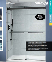 Fleurco NP160-33-40 Gemini Plus Frameless Bypass 60 Sliding Shower Doors With Hardware Finish: Matte Black And Glass Type: Clear Glass And Microtek Glass Protection: 2 Panels