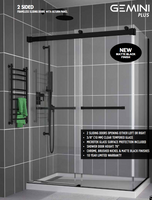 Fleurco | Gemini 60 Plus 2 Sided Frameless Sliding Doors  with Return Panel M Fleurco | Gemini 60 Plus 2 Sided Frameless Sliding Doors  with Return Panel M