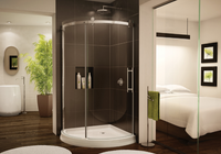 Fleurco | Novarra Arc 40, Sliding Curved Door And Fixed Panel Brushed Nickel Fleurco | Novarra Arc 40, Sliding Curved Door And Fixed Panel Brushed Nickel