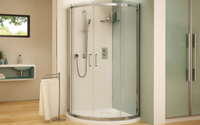 Fleurco | Apollo Arc 40"W  x 75" H Semi-Frameless Curved Sliding Doors Brushed Nickel
