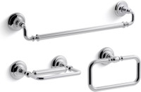 Kohler Artifacts 18" Towel Bar, Towel Ring, and Pivoting Toilet Paper Holder Bundle