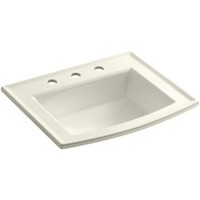 Kohler Archer 22-5/8" Drop In Bathroom Sink with 3 Holes Drilled and Overflow Kohler Archer 22-5/8" Drop In Bathroom Sink with 3 Holes Drilled and Overflow