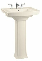 Kohler 24" Widespread Vitreous China Pedestal Bathroom Sink with 3 Pre Drilled Faucet Holes from the Archer Collection Kohler 24" Widespread Vitreous China Pedestal Bathroom Sink with 3 Pre Drilled Faucet Holes from the Archer Collection
