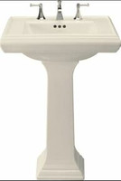 Kohler 27" Widespread Fireclay Bathroom Sink with Overflow and 3 Pre Drilled Faucet Holes from the Memoirs Collection Kohler 27" Widespread Fireclay Bathroom Sink with Overflow and 3 Pre Drilled Faucet Holes from the Memoirs Collection