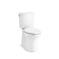 Kohler Irvine Comfort Height Two-Piece Elongated 1.28 GPF Toilet with Continuous Clean Tank, Skirted Trapway, Revolution 360 and AquaPiston Flushing Technologies and Left-Hand Trip Lever