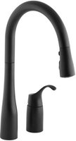 Kohler Simplice Two-Hole Kitchen Sink Faucet with 16-1/8" Pull-Down Swing Spout, DockNetik Magnetic Docking System, and a 3-Function Sprayhead Featuring Sweep Spray