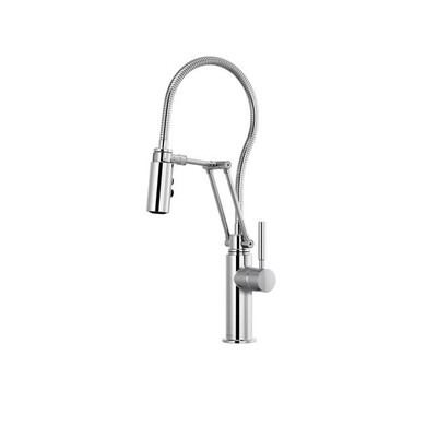 Brizo Solna 1.8 GPM Pre-Rinse Pull-Down Kitchen Faucet with Dual Jointed Articulating Arm, Magnetic Docking Spray Head and Finished Hose