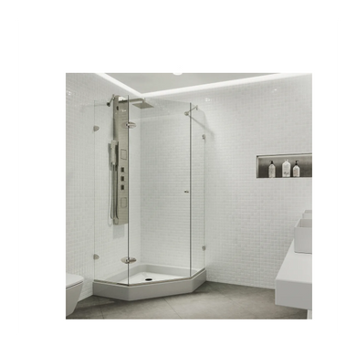 Vigo Verona 78-3/4" High x 42-1/8" Wide x 42-1/8" Deep Hinged Frameless Shower Enclosure with 3/8" Glass - Shower Pan Included