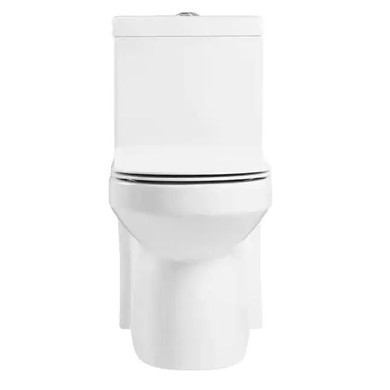 One Piece 10 in. Rough-In 1.08 GPF /1.58 GPF Dual Flush Round Toilet in White, Seat Included