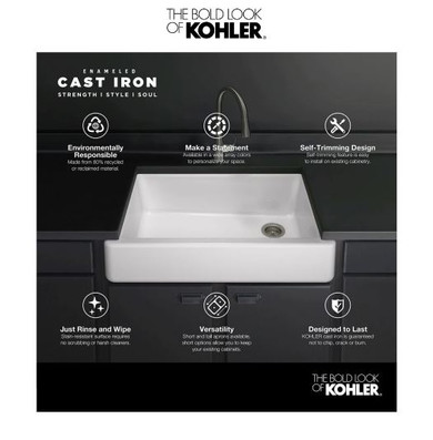 Kohler Whitehaven 35-1/2" Undermount Single Basin Cast Iron Kitchen Sink