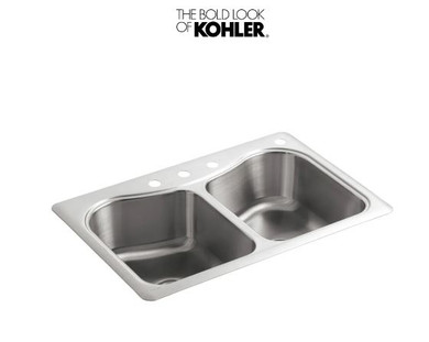 Kohler Octave 33" Double Basin Top-Mount 18-Gauge Stainless Steel Kitchen Sink with SilentShield