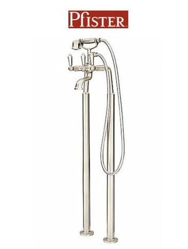 Pfister Freestanding Floor Mounted Tub Filler with Metal Lever Handles - Includes Personal Hand Shower