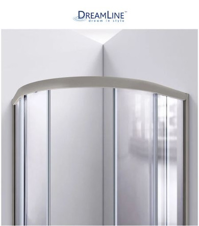 DreamLine Prime 33" Wide x 76 3/4" High Semi-Frameless Clear Glass Sliding Shower Enclosure - Includes Shower Base
