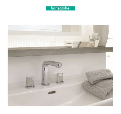 Hansgrohe Metris S 1.2 GPM Widespread Bathroom Faucet with EcoRight, Quick Clean, and ComfortZone Technologies - Drain Assembly Included