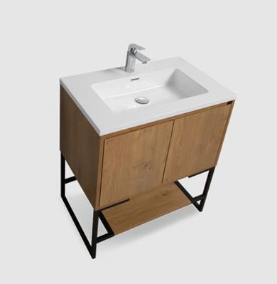 Brescia Wall Mounted 24 inch Oak Bathroom Vanity with Top and Sink