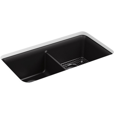 Kohler |Cairn® 33-1/2" x 18-5/16" x 9-1/2" Neoroc® under-mount double-equal kitchen sink with sink rack