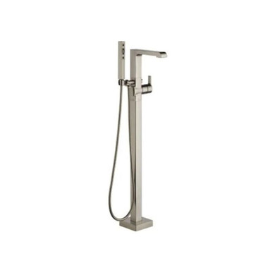 Delta Ara Free Standing Tub Filler with Built-In Diverter - Includes Hand Shower, Closed Spout Channel