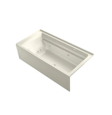 Kohler Archer 72" Three Wall Alcove Acrylic Air/Whirlpool Tub with Right Drain, Arm Rests, and Overflow - Comfort Depth Design