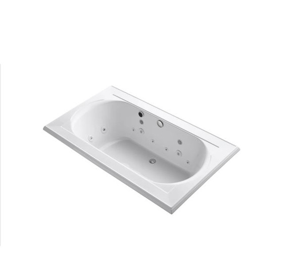 Kohler Memoirs Collection 72" Drop In Jetted Whirlpool Bath Tub with Center Drain
