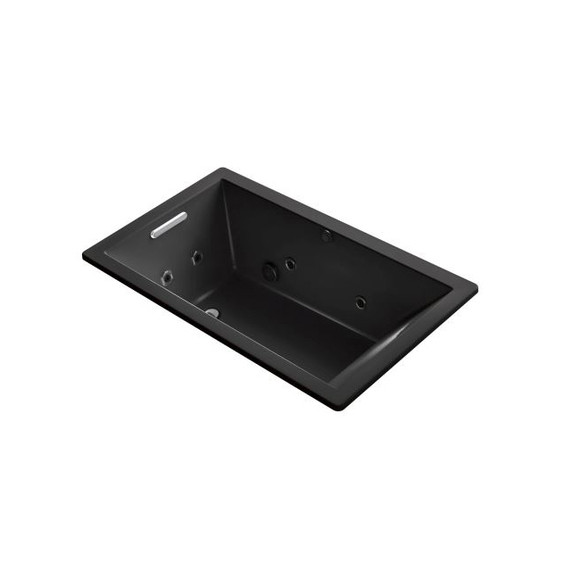 Kohler Underscore Rectangle 60" Drop In Acrylic Air / Whirlpool Tub with Reversible Drain and Overflow