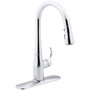Kohler Simplice Single-Hole or Three-Hole Kitchen Sink Faucet with 15-3/8" Pull-Down Spout, DockNetik Magnetic Docking System, and a 3-Function Sprayhead  Featuring Sweep Spray