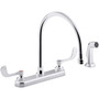 Kohler Triton Bowe 1.8 GPM Deck Mounted Kitchen Faucet with Wristblade Handles and Vandal Resistant Aerator - Includes Side Spray - Polished Chrome