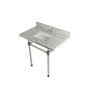 Kingston  Brass Templeton 36" Rectangular Marble Wall Mounted Bathroom Console with Legs and 3 Faucet Holes at 8" Centers