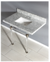 Kingston  Brass Templeton 36" Rectangular Marble Wall Mounted Bathroom Console with Legs and 3 Faucet Holes at 8" Centers