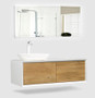 Novara 48" White / Wood Wall Mounted Double Bathroom Vanity