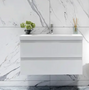 36" Bari Wall-mount Vanity in White Color With Sink